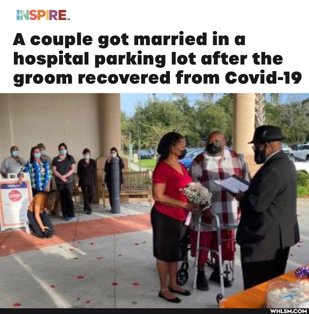 SP RE.
A couple got married ina hospital parking lot after the groom recovered from Covid-19