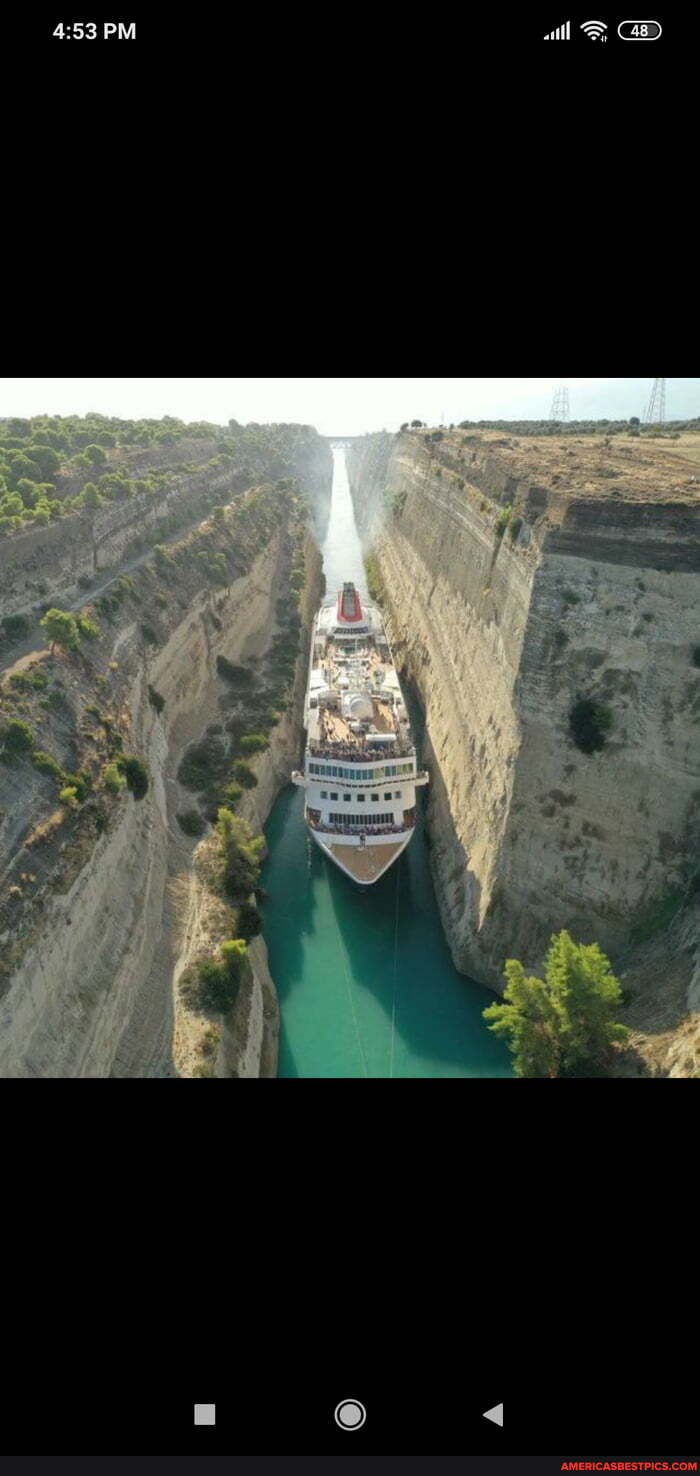 cruise, ship, passing, canal, corinth