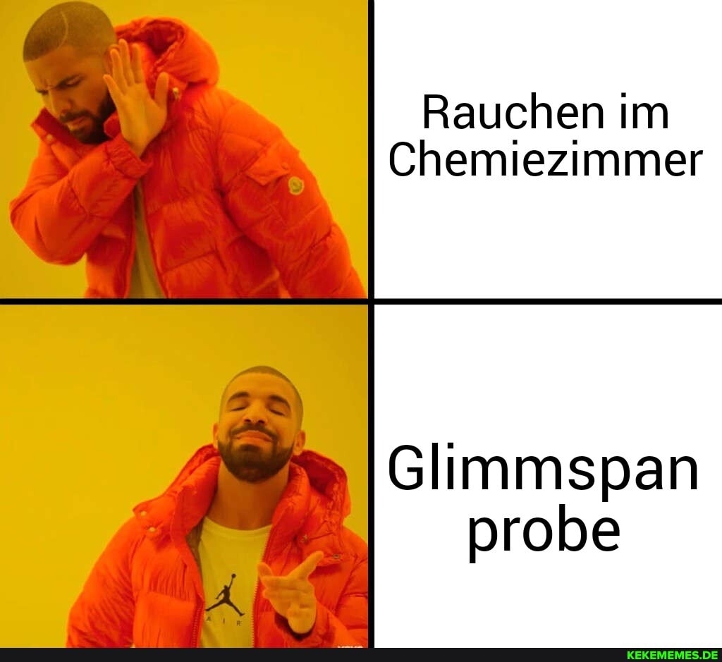 Rauchen im
Chemiezimmer
Glimmspan probe