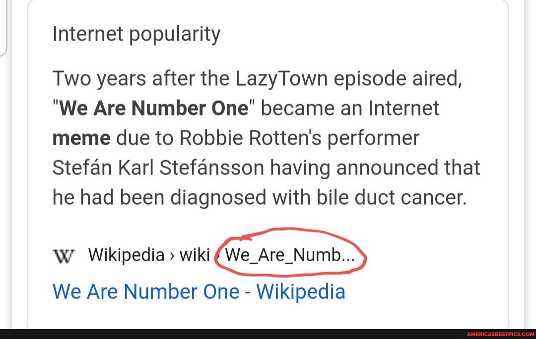 We Are Number One - Wikipedia