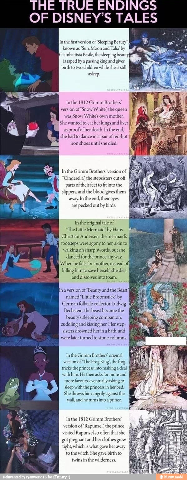 THE TRUE ENDINGS OF DISNEY'S TALES israped by a passing king and gives