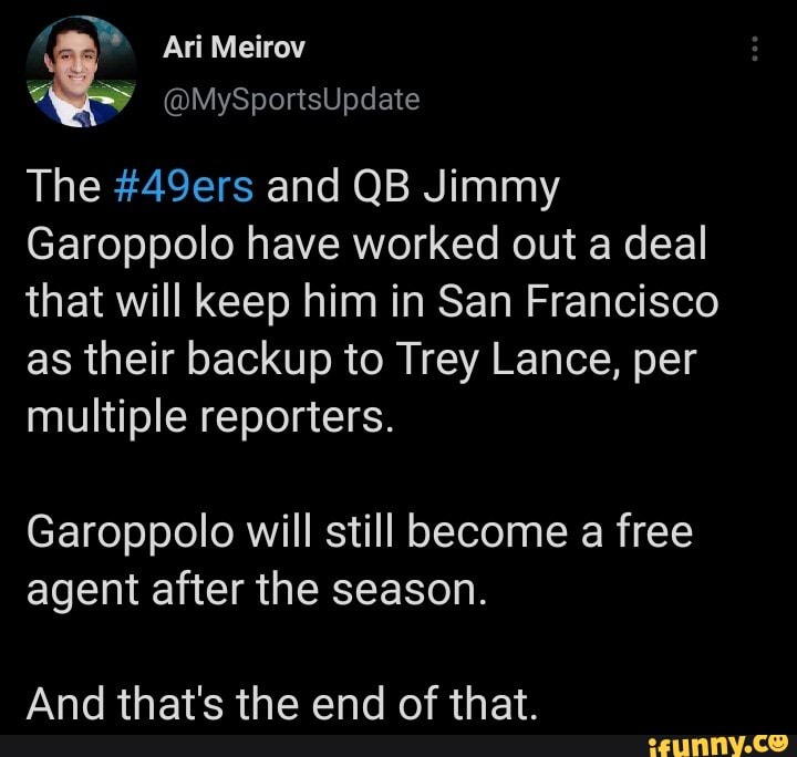 Ian Rapoport on X: The #49ers and QB Jimmy Garoppolo are