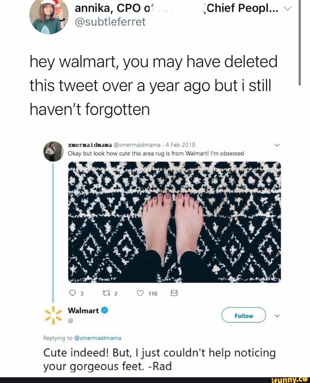 Hey walmart, you may have deleted this tweet over a year ago but still