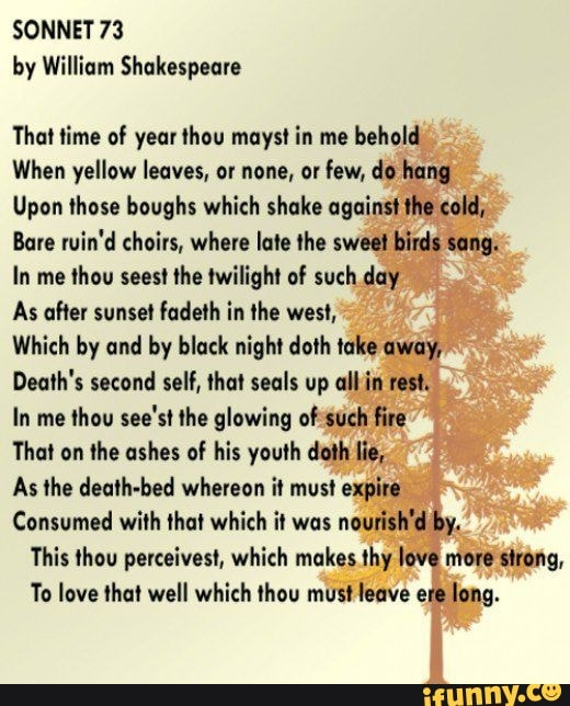 SONNET 73 By William Shakespeare That Time Of Year Thou Mayst In Me ...