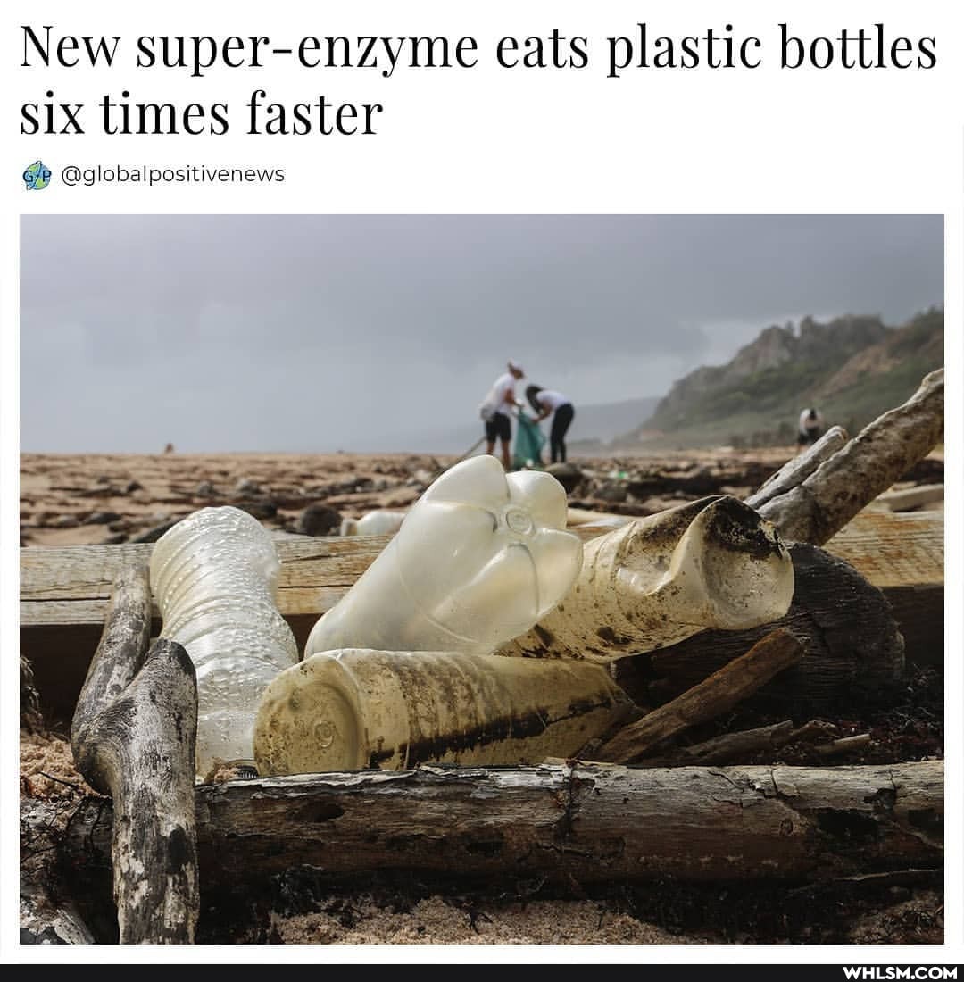 New super-enzyme eats plastic bottles
six times faster
@globalpositivenews