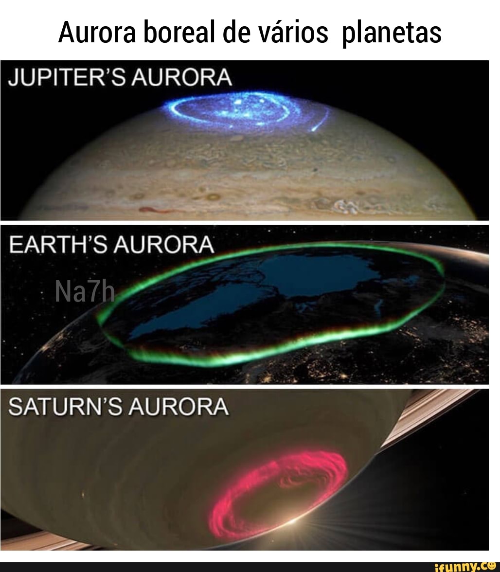 Aurora boreal de varios planetas
JUPITER'S AURORA
EARTH'S AURORA
SATURN'S AURORA