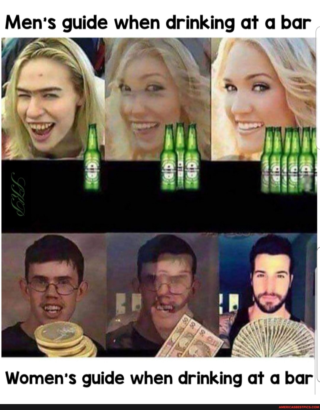 Men's guide when drinking at a bar
Women's guide when drinking at a bar