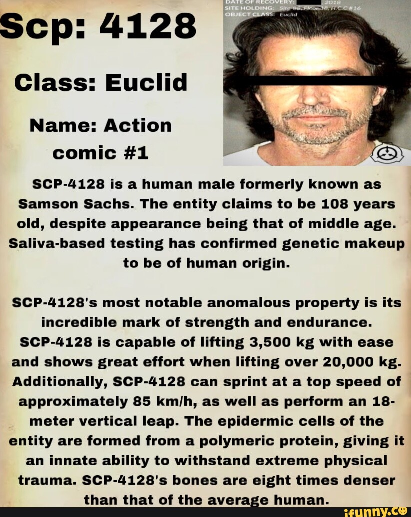 Scp 4128 Class Euclid Name Action comic 1 SCP4128 is a human male