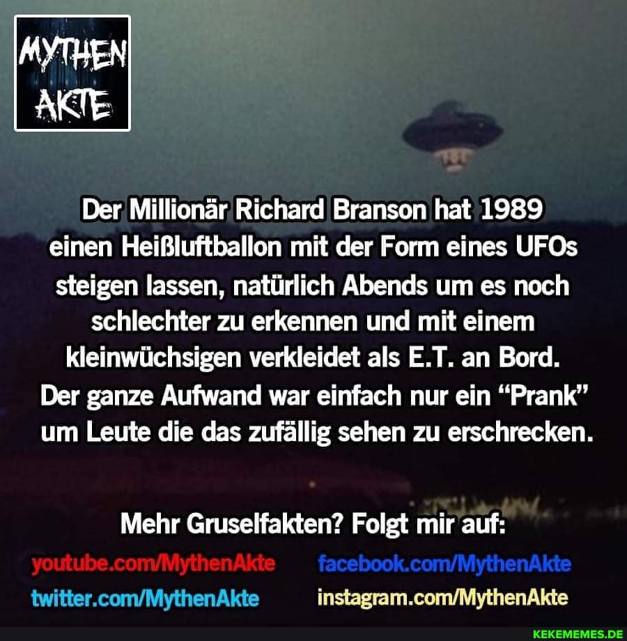 Der Millionär Richard Branson hat 1989 einen Heißluftballon mit der