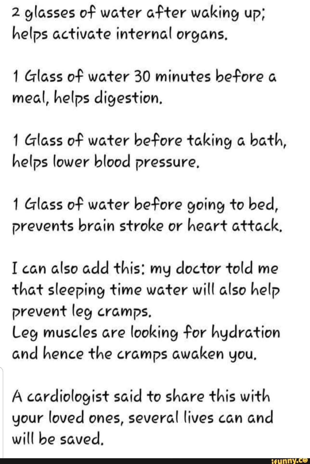 2 glasses of water after waking up; helps activate internal organs, 1