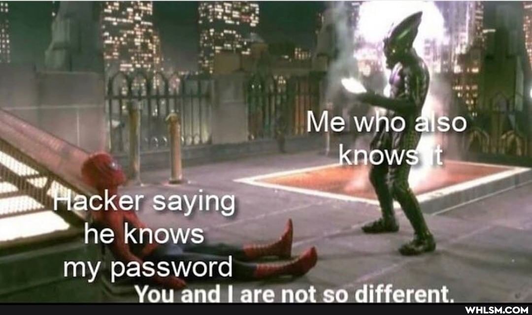 Me who knows
Hacker saying
he knows
my password
Mann