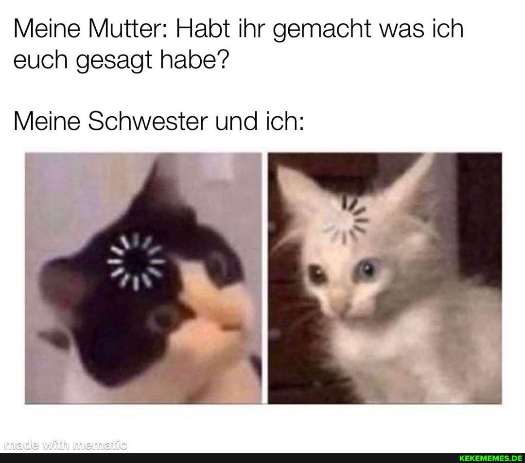 Meine Mutter: Habt ihr gemacht was ich euch gesagt habe?
Meine Schwester und ich: