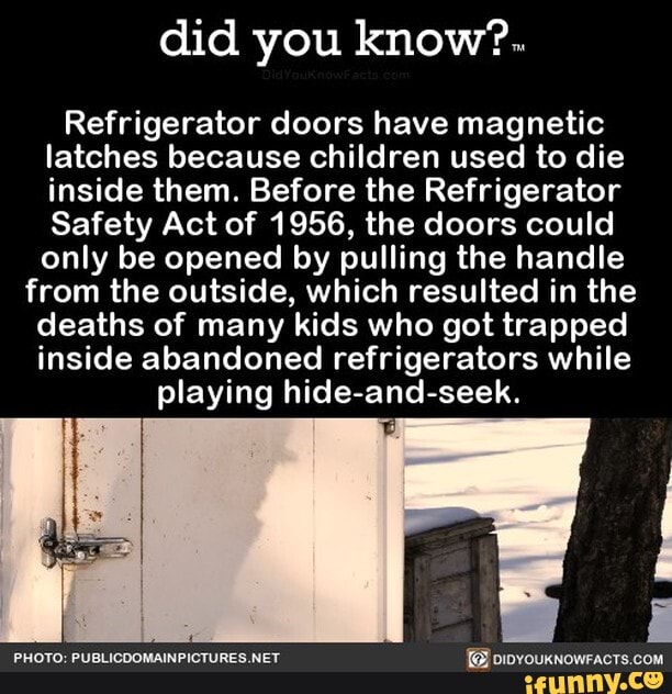Did you know?. Refrigerator doors have latches because