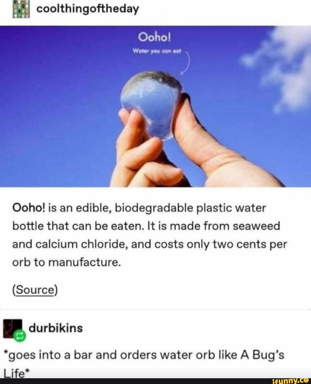 Coolthingoftheday Ooho! is an edible, biodegradable plastic water ...