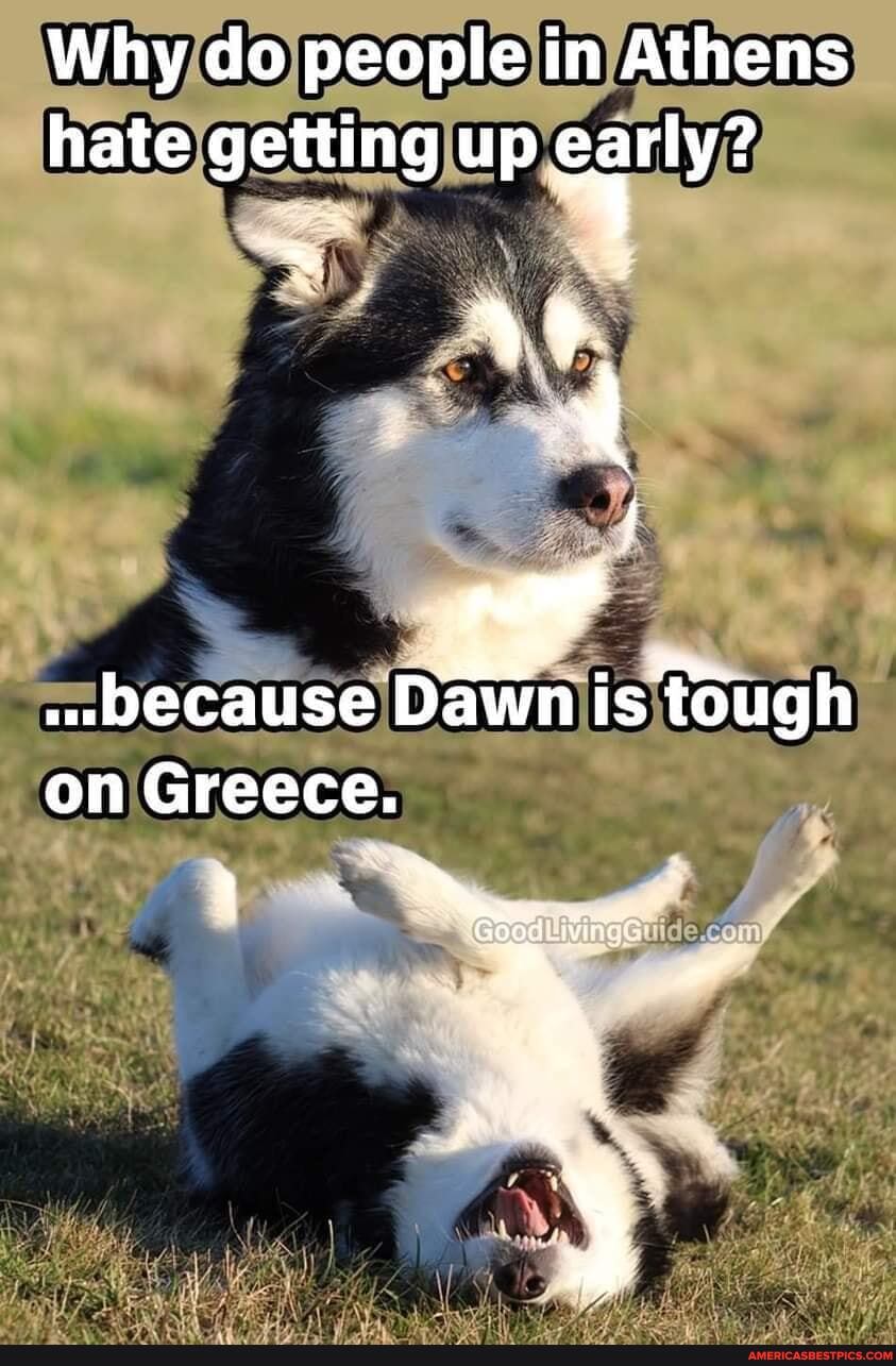 Why do people in Athens hate getting up early?
..because Dawn is tough on Greece.