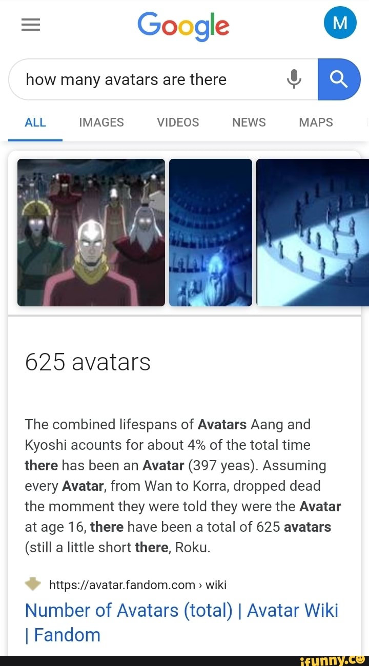 How many avatars are there ALL IMAGES VIDEOS NEWS MAPS The combined  lifespans of Avatars Aang