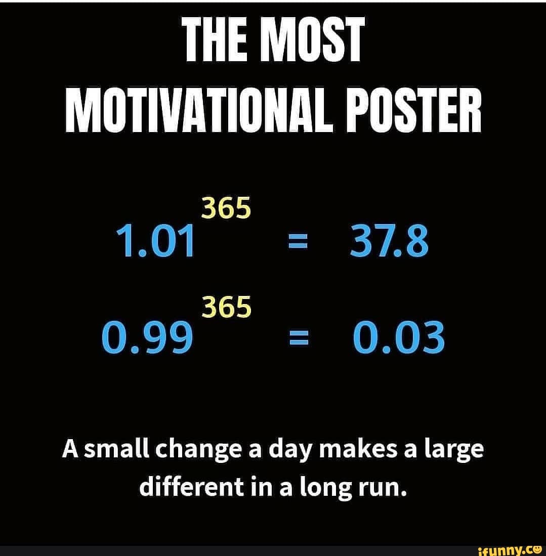 The Most Motivational Poster 36 1 01 36 0 99 0 03 Asmall Change A Day Makes A Large Different In A Long Run