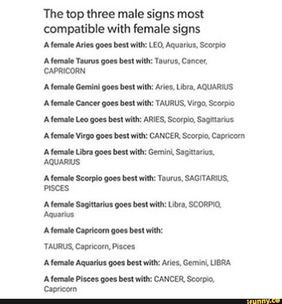 The top three male signs most compatible with female signs A "Mugen bo...