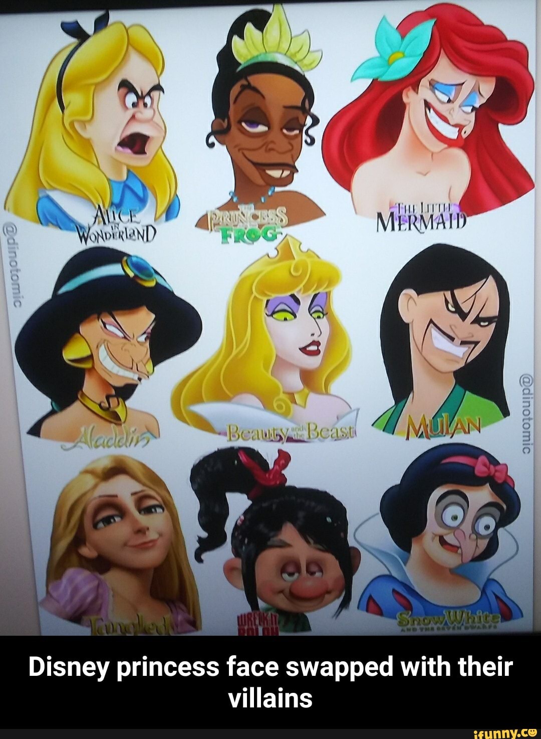 Disney princess face swapped with their villains - Disney princess face ...