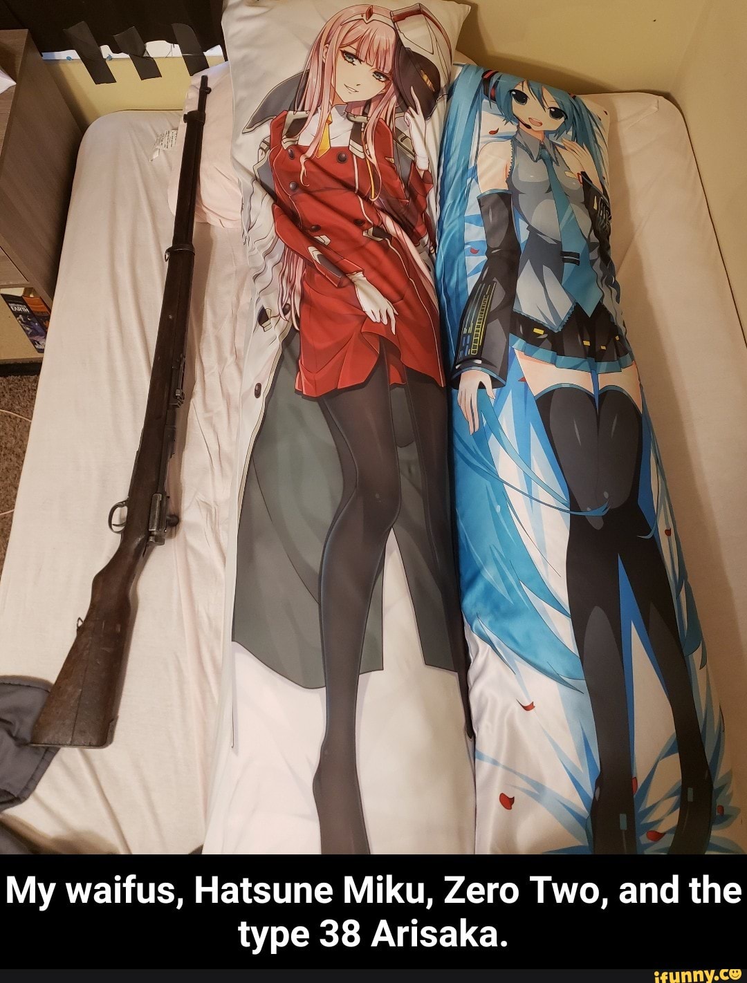 My waifus, Hatsune Miku, Zero Two, and the type 38 Arisaka. - My waifus,  Hatsune Miku, Zero Two, and the type 38 Arisaka. - iFunny