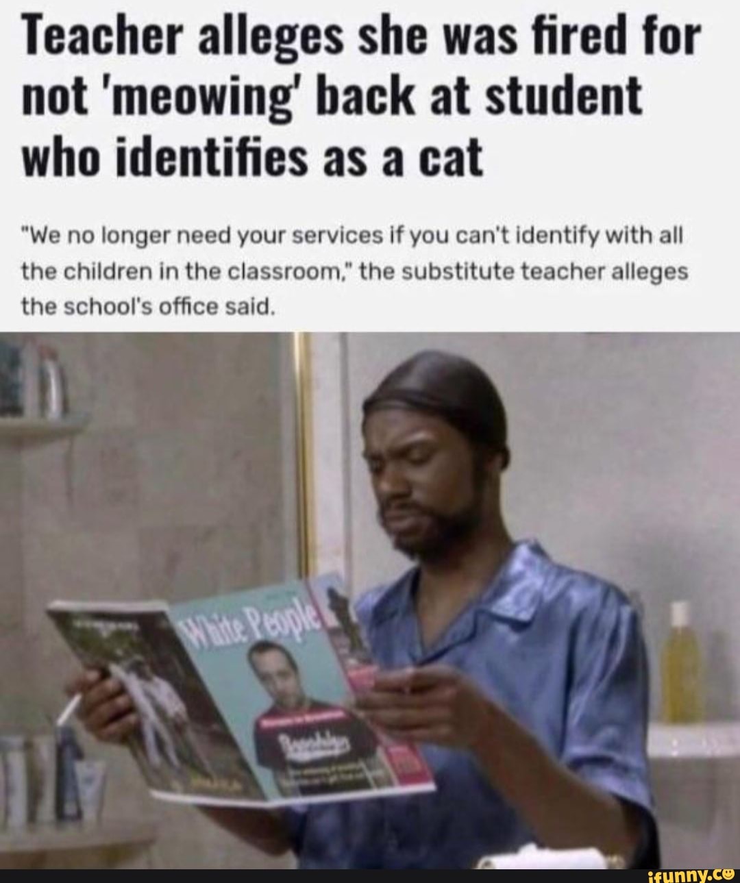 Teacher alleges she was fired for not 'meowing back at student who
