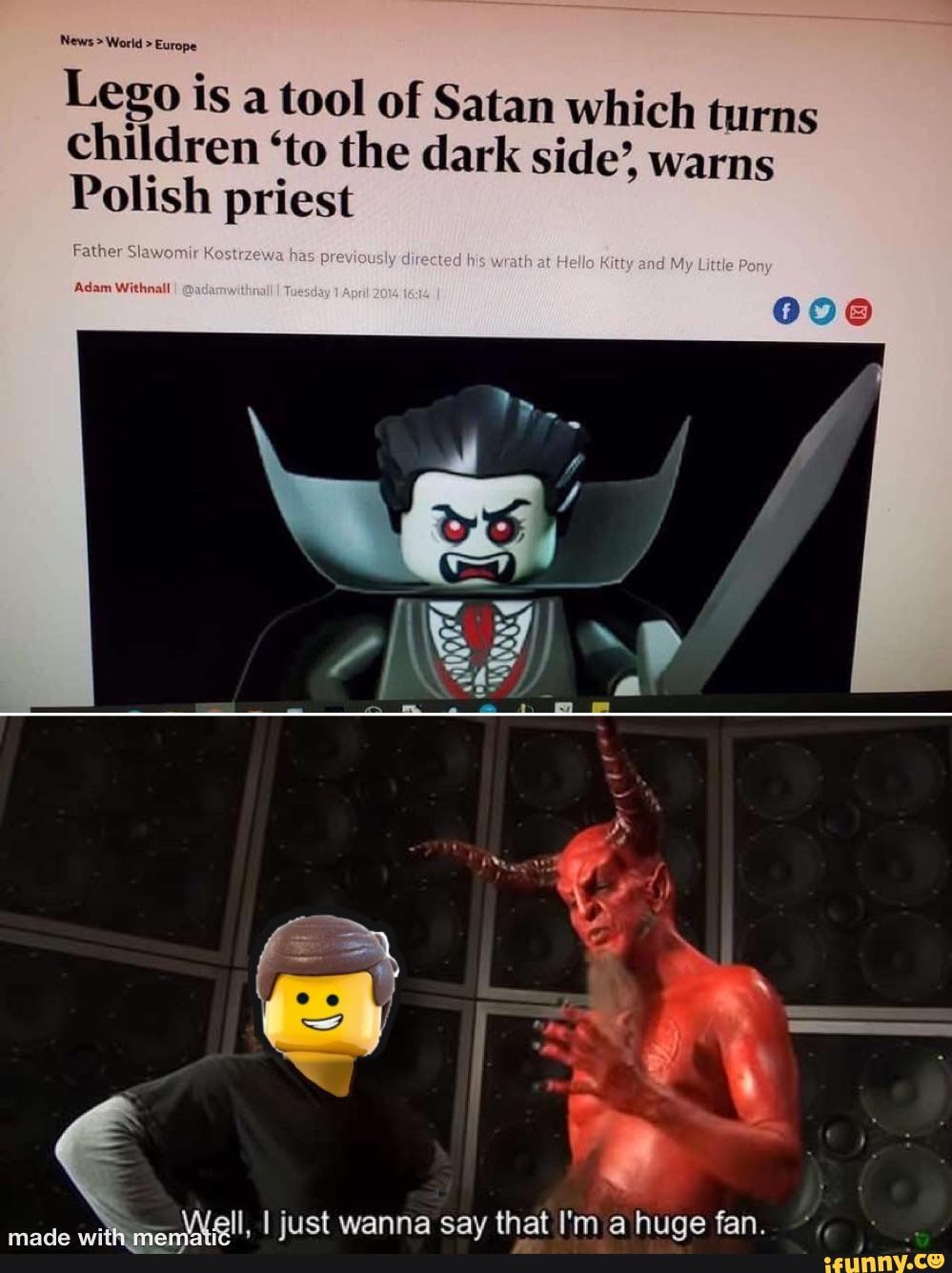 News > World > Europe
Lego is a children tool of Satan which turns children 'to the dark side', warns
Polish priest
ly and
that I'm a huge fan.
made Well, with nem I just wanna say the that I'm huge fan.