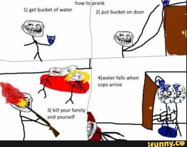 How 1( get bucket of water 2( put bucket on door falls when cops arrive