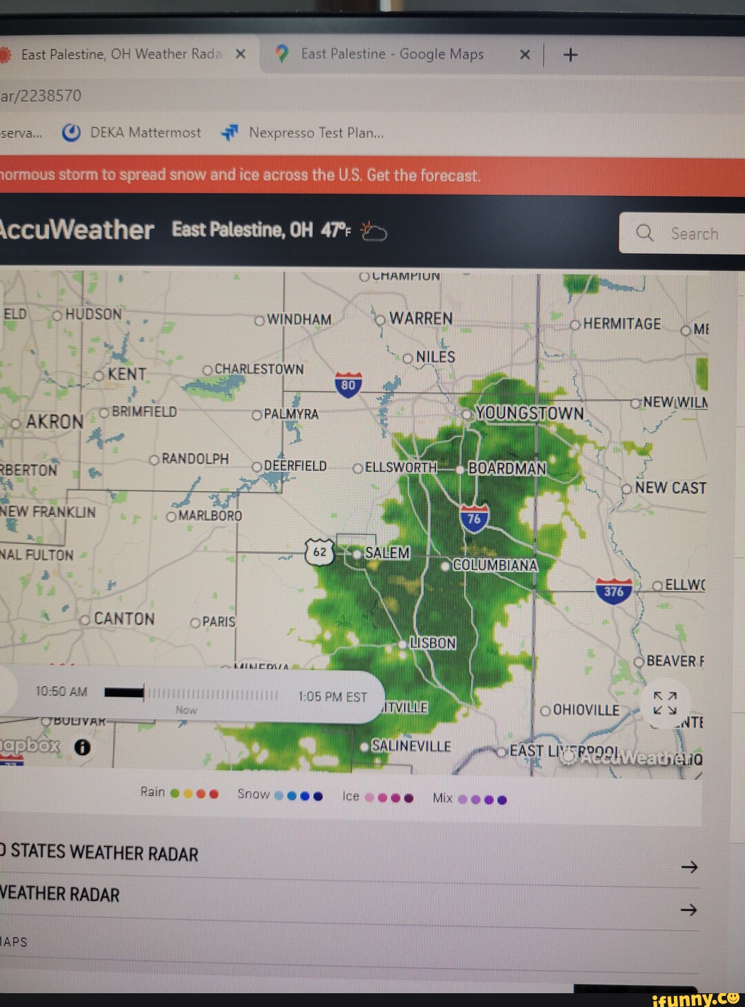 East Palestine, OH Weather Rad X East Palestine Google Map I serva.. DEKAMattermost Nexpresso