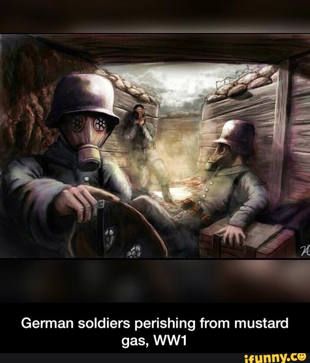 German soldiers perishing from mustard gas, WW1 German soldiers