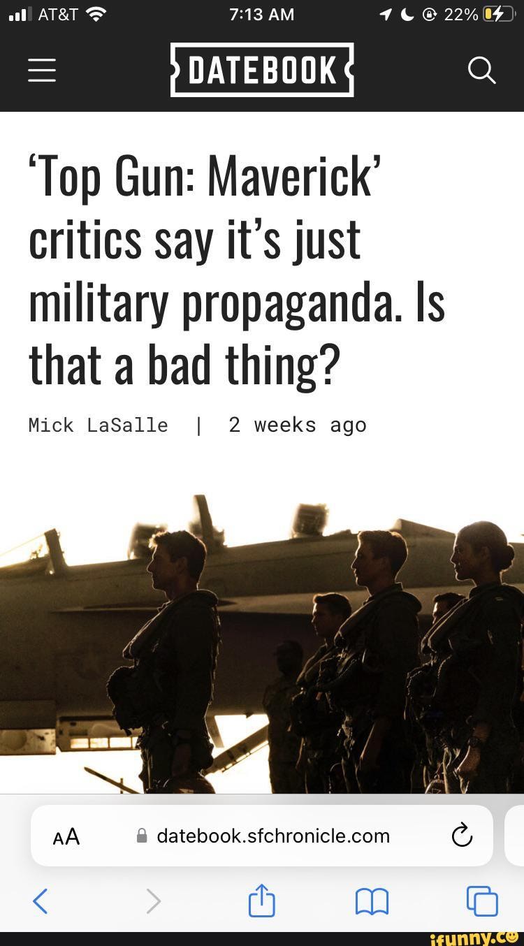 ATAT AM DATEBOOK 'Top Gun Maverick' critics say it's just military