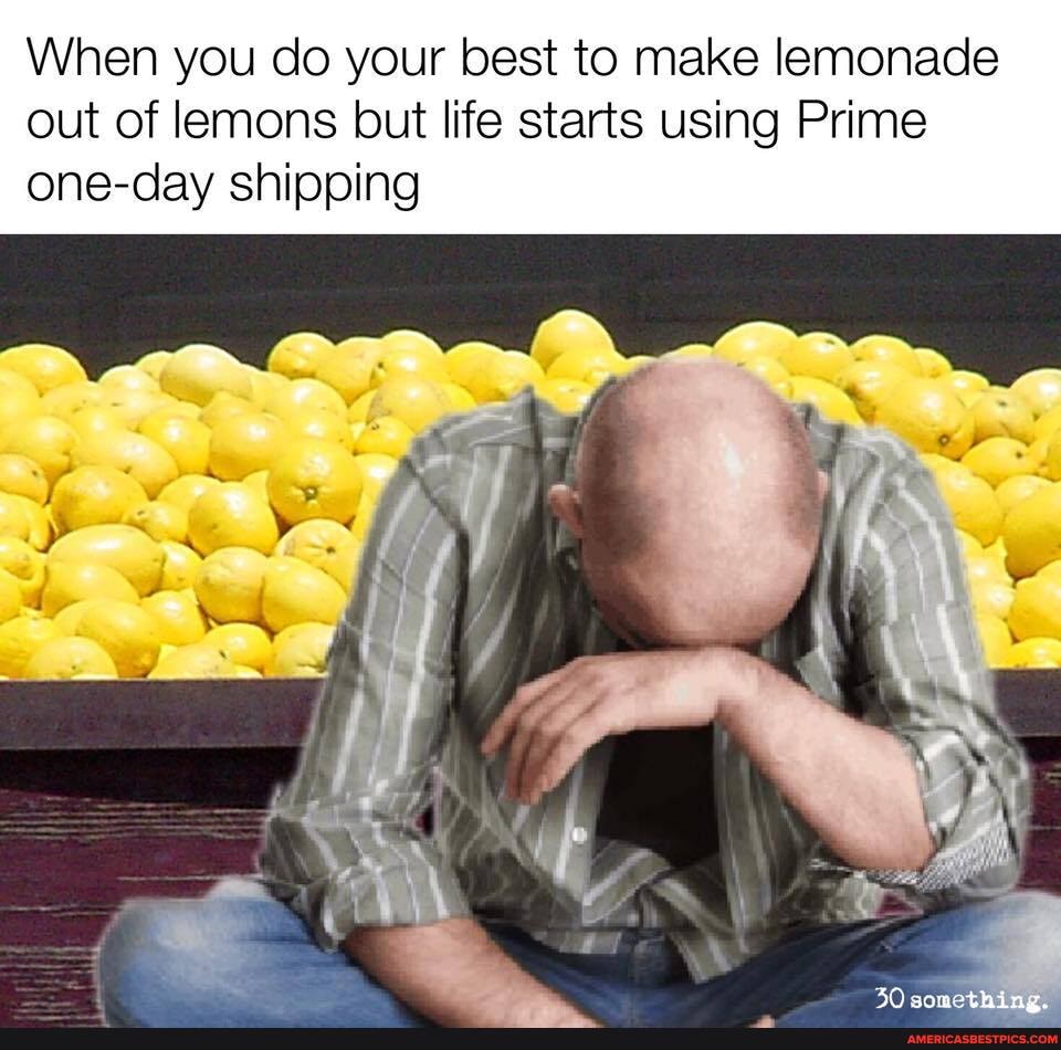 When you do your best to make lemonade
out of lemons but life starts using Prime one-day shipping
saAmothi ni