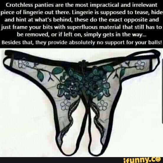 Crotchless panties are the most impractical and irrelevant piece of lingeri...