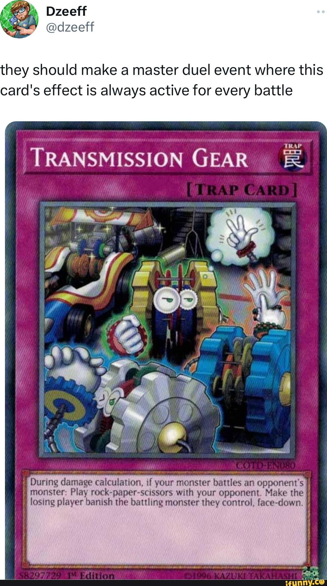 They should make a master duel event where this card's effect is always  active for every