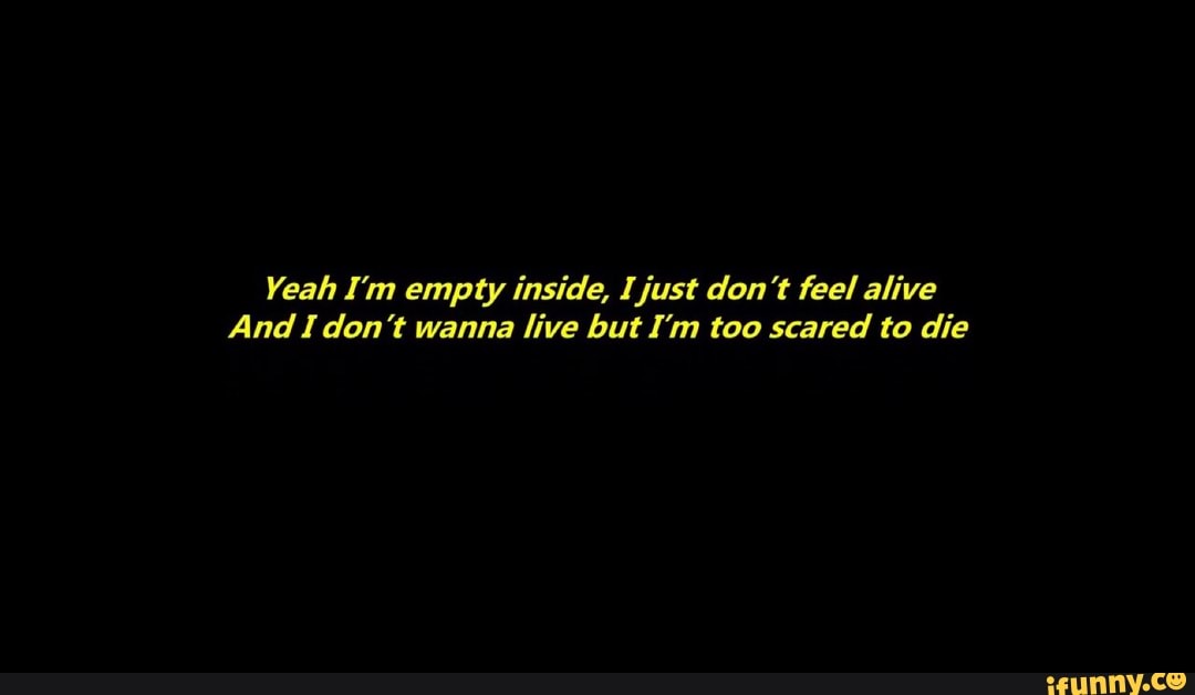 Yeah I M Empty Inside Just Dan T Feel Alive And Don T Wanna Live But I M Toa Scared To Die Ifunny