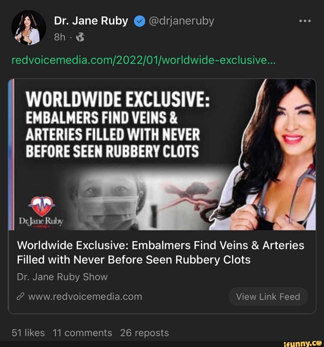 Dr. Jane Ruby @ @drjaneruby WORLDWIDE EXCLUSIVE: EMBALMERS FIND VEINS