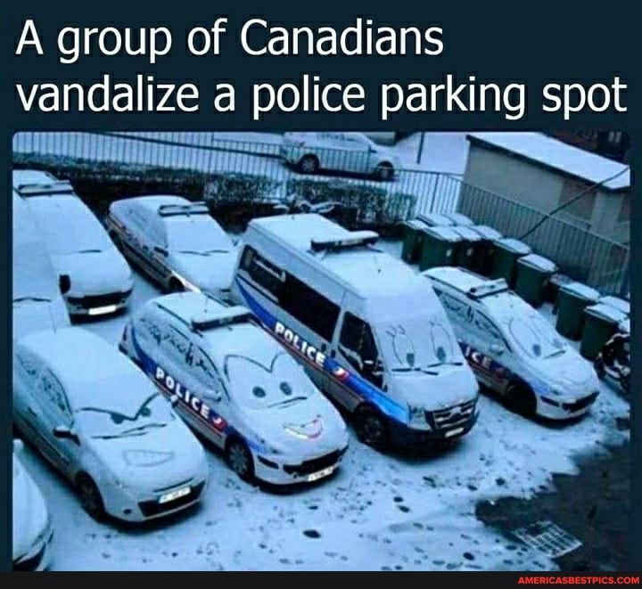 A group of Canadians vandalize a police parking spot