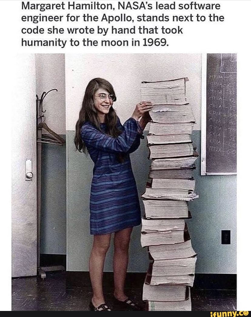 Margaret Hamilton, NASA's lead software engineer for the Apollo, stands