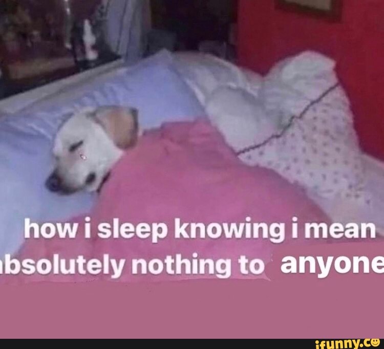 How sleep knowing i mean losolutely nothing to anyone - iFunny