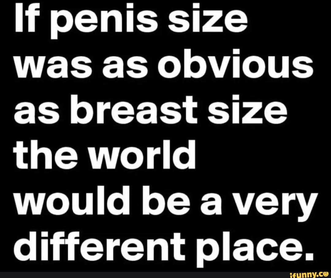 If penis size was as obvious as breast size the world would be a very  different place. - iFunny