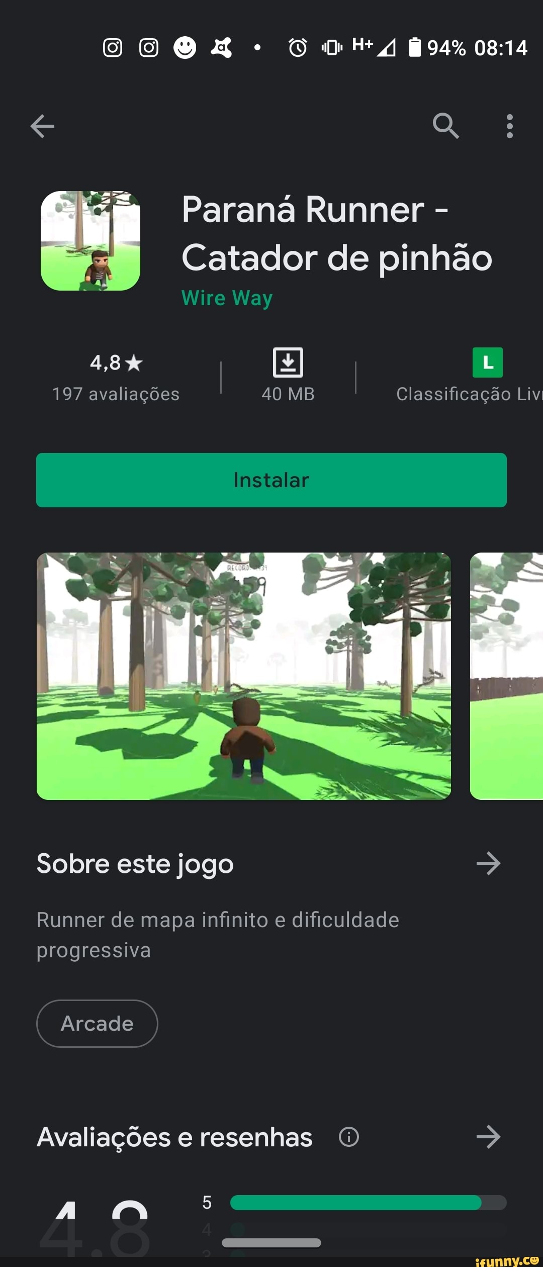 94%
Paraná Runner -
Catador de pinhão
Wire Way
4,8%
197 avaliações 40 MB Classificação Liv
Instalar
Sobre este jogo
Runner de mapa infinito e dificuldade progressiva
Arcade
Avaliações e resenhas O >
A AO: