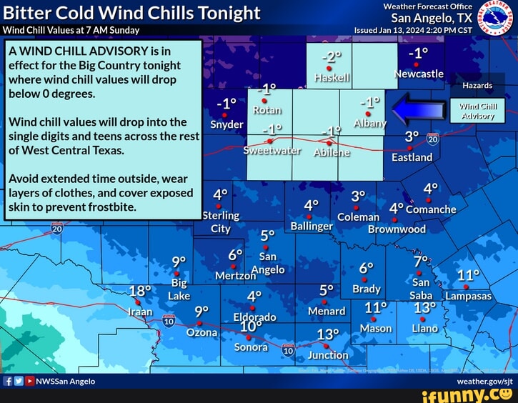 Bitter Cold Wind Chills Tonight Wind Chill Values at 7 AM Sunday AWIND