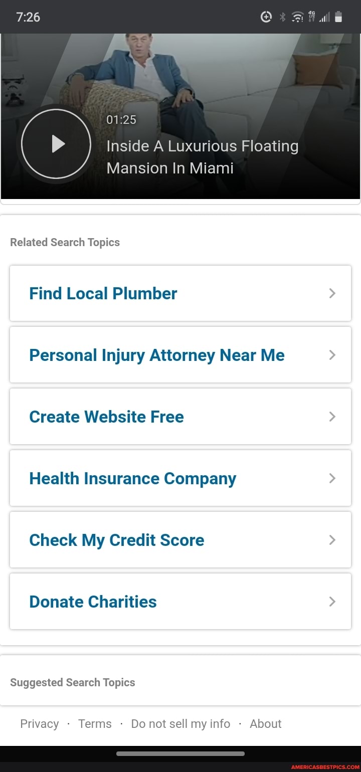 Inside A Luxurious Floating
Mansion In Miami
Related Search Topics
Find Local Plumber
Personal Injury Attorney Near Me
Create Website Free
Health Insurance Company
Check My Credit Score
Donate Charities
Suggested Search Topics
Privacy - Terms - Do not sell my info - About