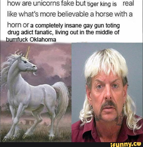 How are unicorns fake but tiger king is real like what's more