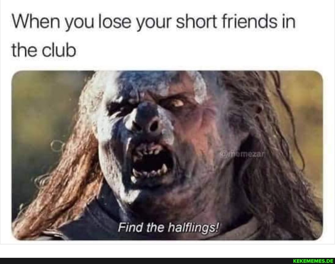 When you lose your short friends in the club
LE
Find the halfings!