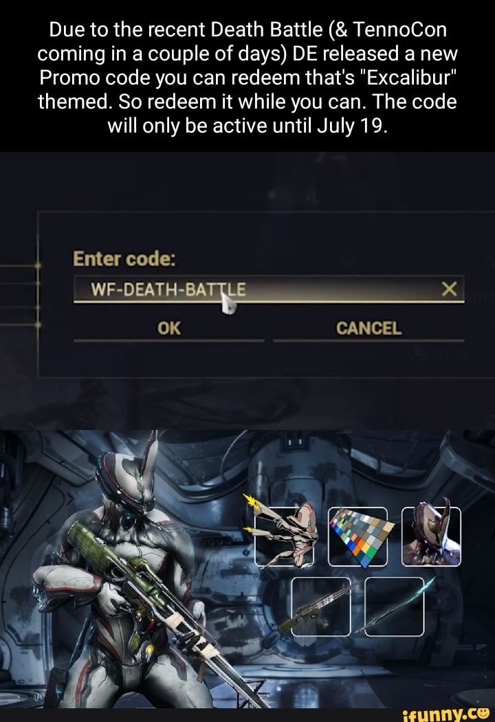 Due to the recent Death Battle TennoCon coming in a couple of days) DE