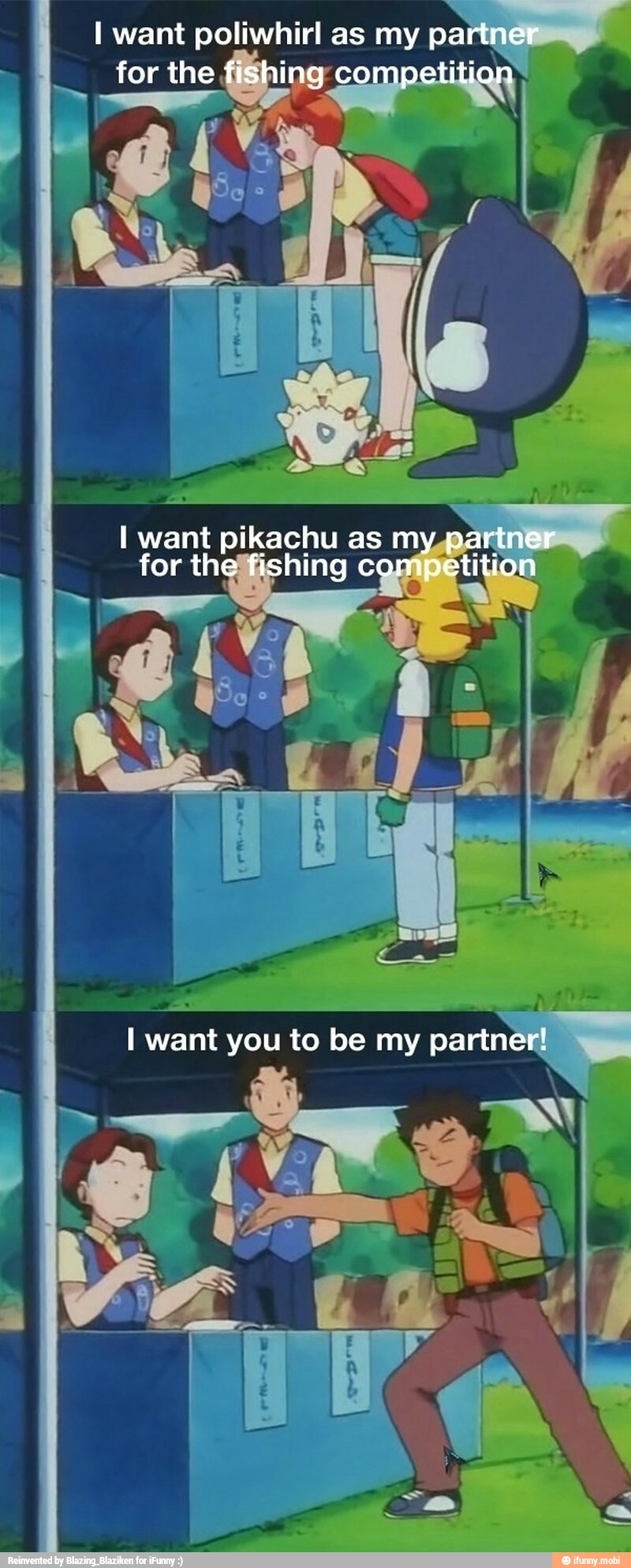 I want poliwhirl as my parti
for the fishing iti