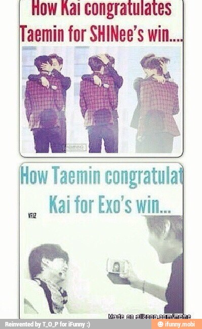 How Rai congratulates
Taemin for SHINee's win...
How Taemin congratula
m