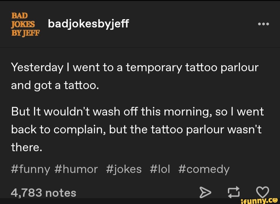 Yesterday I went to a temporary tattoo parlour and got tattoo. But It