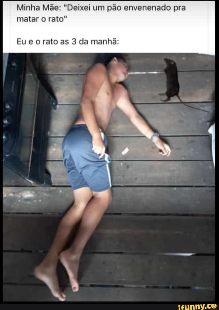 Minha Mãe: "Deixei um pão envenenado pra matar o rato"
Eu rato as 3 da manhã: