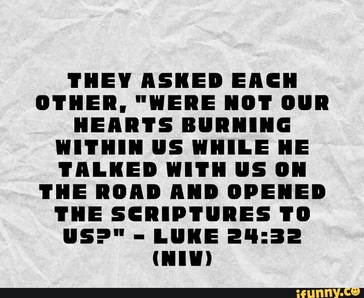 THEY ASKED EACH OTHER, "WERE NOT OUR HEARTS BURNING WITHIN US WHILE HE ...